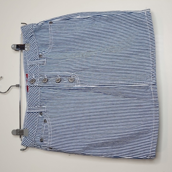 Dickies juniors blue and white‎ striped blue denim mini skirt women's - Picture 3 of 6